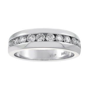1.15 Carat Mens Round Cut Diamond Wedding Band 14K